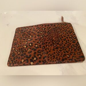 Madewell pouch clutch wallet leopard printed calf hair leather NWT